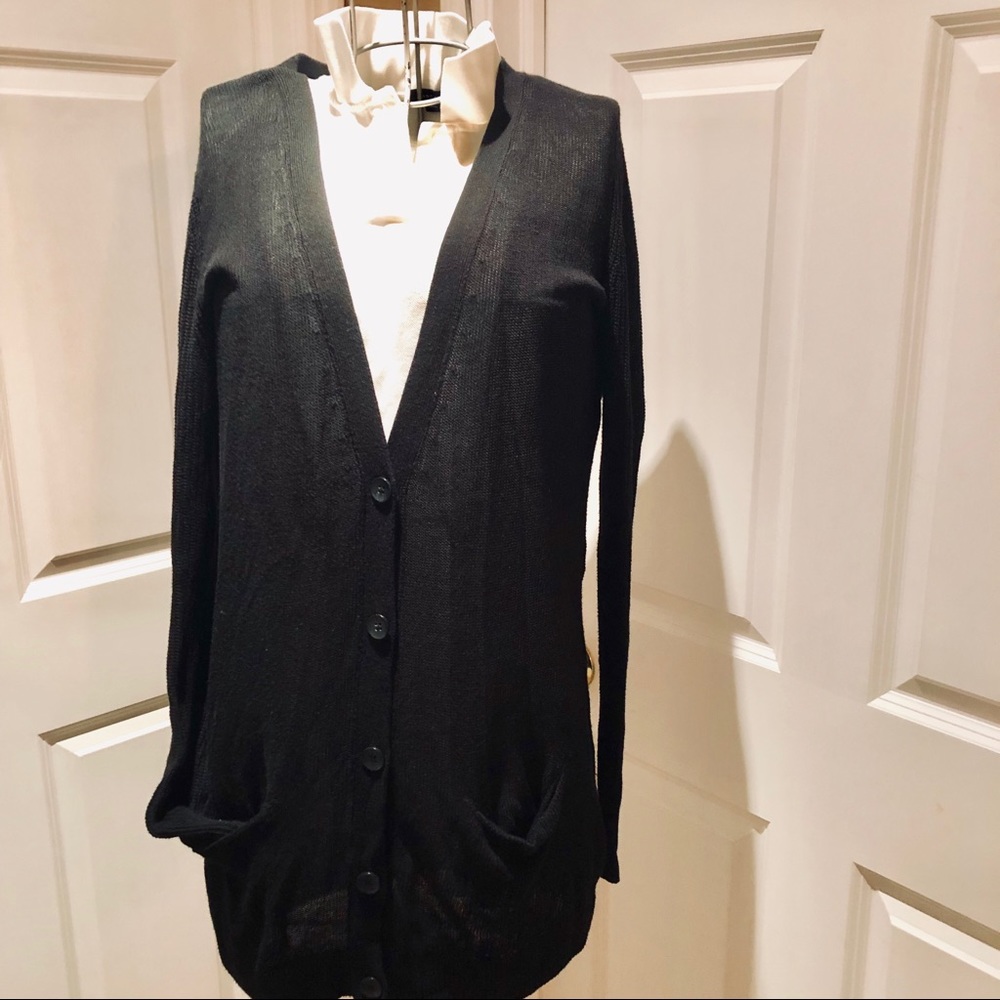 Halogen Long V-neck cardigan with pockets